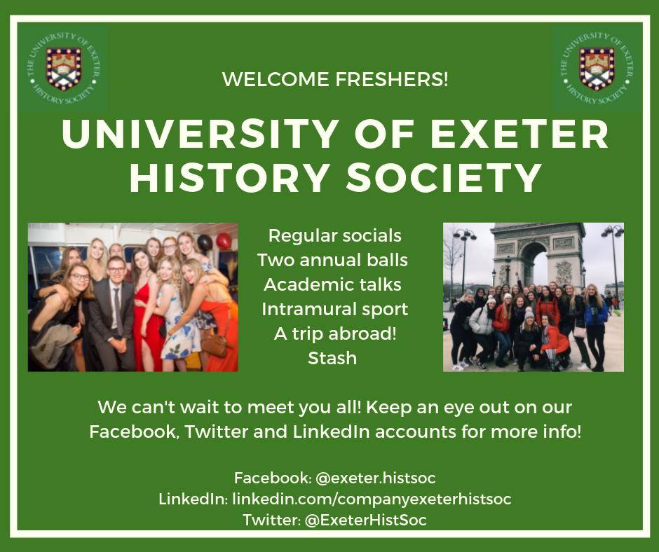 ExeterHistSoc's tweet image. Welcome to all new students at the University of Exeter! We can't wait to meet you all! 
#resultsday #history #universityofexeter