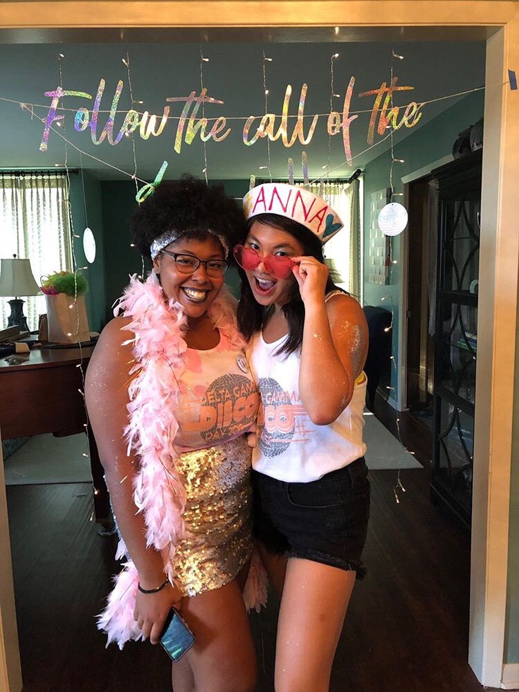 wsudiversityint's tweet photo. I got to welcome home Gore Scholar Anna Tri into sisterhood yesterday! So happy to see you back on campus! So happy to see you in DG! https://t.co/lkgIln7QWT