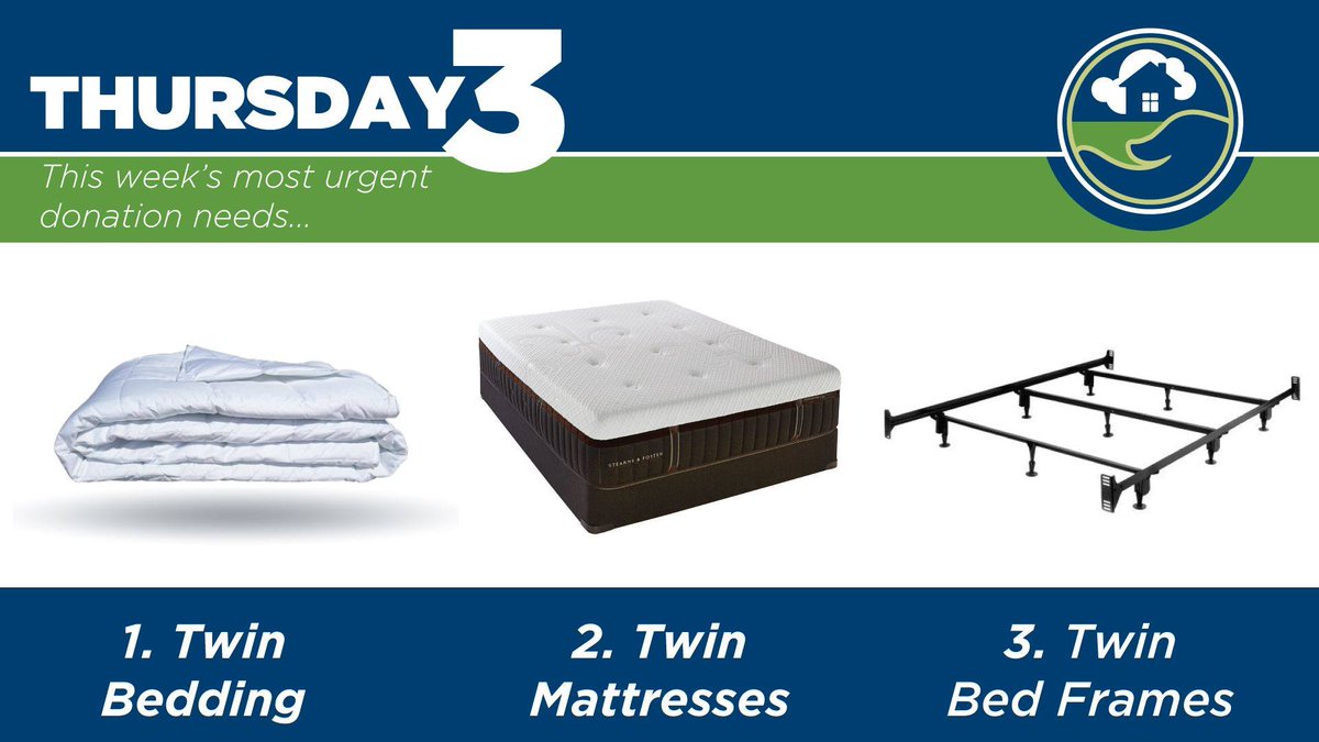 Top Needs: twin bedding, mattresses/box springs &amp; frames. Help us serve families in need! Bring items during open hours or call for pickup. 636-439-6889.