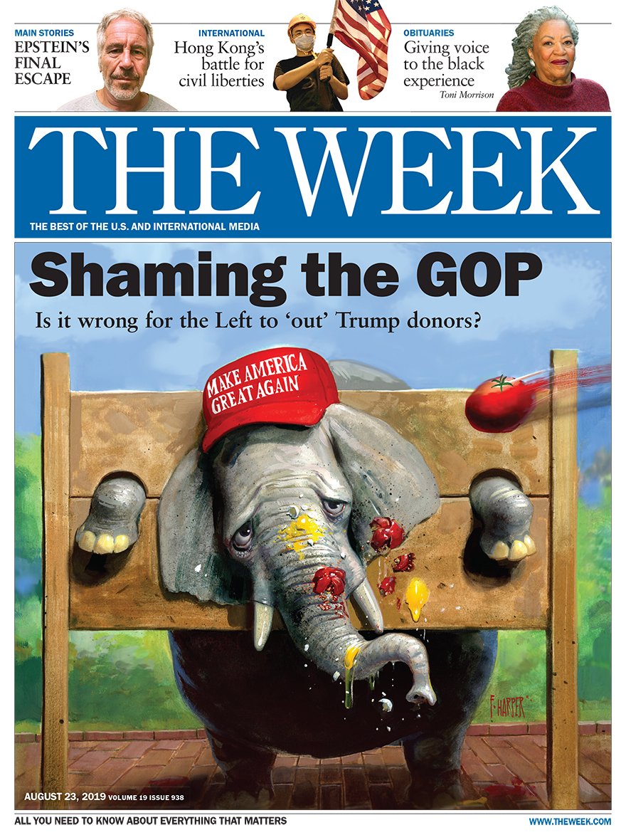 Should the left be "outing" Trump donors? This week's issue looks at moral concerns over shaming the GOP: