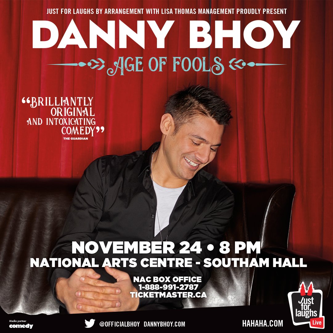 Move100Ottawa's tweet photo. RE-TWEET for your chance to WIN tix to see Danny Bhoy! @JustForLaughs presents international comedy sensation @OfficalBhoy  in his new show Age of Fools - coming to @CanadsNAC Nov 24! Tix on sale this Friday at 10AM - https://t.co/pNoKzlmL6j. More info at https://t.co/HcKzGTCrLn! https://t.co/RgzPRXjzr3
