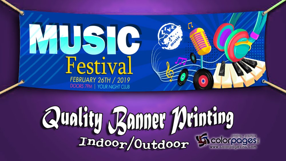 ColorPagesInc's tweet image. Feel the rhythm of high quality #printing with @ColorPagesInc!!! Whether they're for outdoor or indoor purposes, we print all types of #banners for every #event!

#print #Florida #music #GraphicDesign #ThursdayMotivation #business #branding