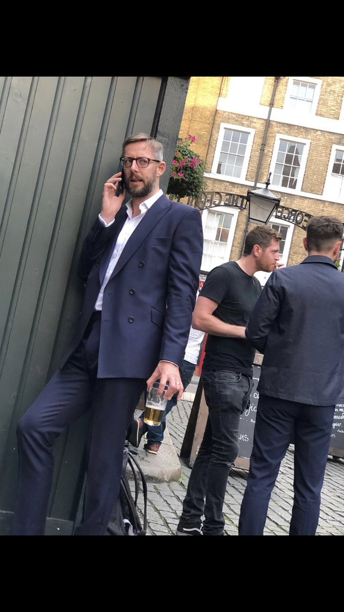 DTSpencer's tweet photo. @petercrouch doing his best undercover banker wanker look 👀 https://t.co/T78GeBcsks