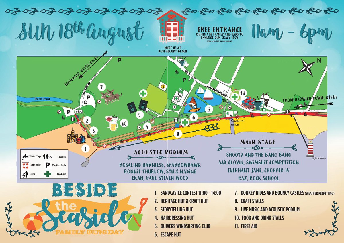HarwichFestival's tweet photo. Beside the Seaside Festival - This Sunday, 
Site Map and Live Music Schedule

#Harwich #Seaside #Beach #Festival #Livemusic #itallhappensinharwich #tendring #freefestival https://t.co/vMpcbuE7BB