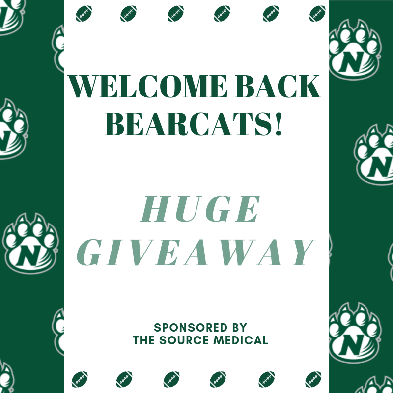 source_medical's tweet photo. Back to school at Northwest means it's almost 🏈 season. Get ready for all Bearcat football games with a tailgate giveaway package from The Source!

Yeti Cups: ✅
Beanbag Toss: ✅
Bearcat Gear: ✅

Like and RT this tweet and follow us for a chance to win!! https://t.co/uswPDWX470