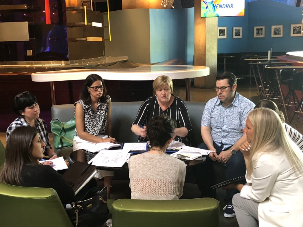 APWADiana's tweet photo. Excellent planning session for the PWX opening party with members of the WA State Chapter @ MoPOP @APWAWA #PWX2019 https://t.co/KDiI4oQZus