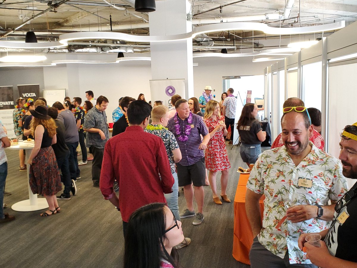 morgamack's tweet photo. Aloha from the @voltaeffect Summer Social hosted by @GrantThorntonCA. Hawaiian shirts are making a comeback! https://t.co/2oJhtITh00
