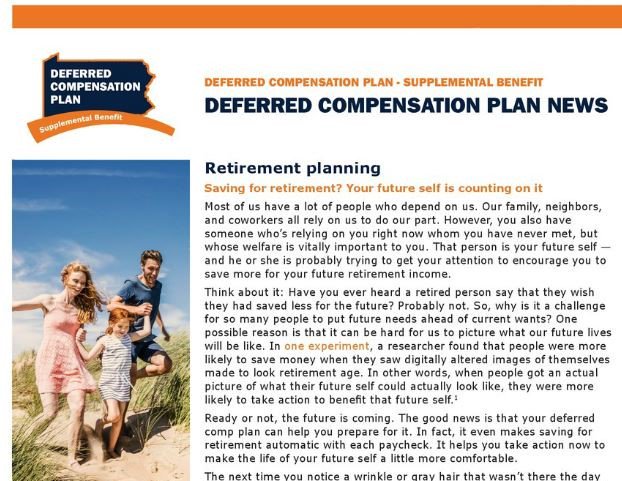 PennSERS's tweet photo. Are you saving enough for #retirement? Your future self is counting on it! By taking action now, you can improve your chances for a comfortable retirement. Learn more about the advantages of your @PennSERS #DeferredComp plan: https://t.co/Km38vlEvbi https://t.co/PnHHGKdZpY