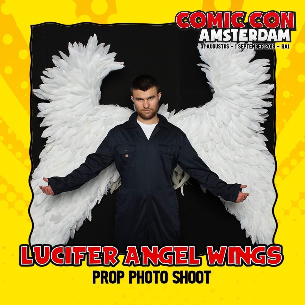 It's almost time for Comic Con Amsterdam which will be taking place at the RAI Amsterdam on 31st August &amp; 1st September! At the event, you will be able to channel your inner Lucifer Morningstar 😈 as we will be bringing along our angel wings prop shoot (€5)