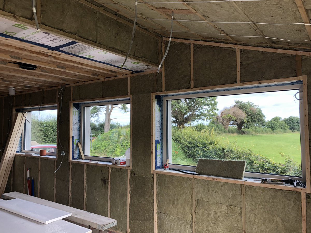 fergal5's tweet photo. Well advanced on site at Clane#913 #timberframe #fullbuild by #teamtimbertech. Great teamwork by @bakerinsulation & @roofer1777 & #teamtimbertech. @ROCKWOOLUK @proclima @SikaIreland @SikaTrocal @MEDITESMARTPLY. Airtight rest result of 0.78. https://t.co/r87G6IUwjb