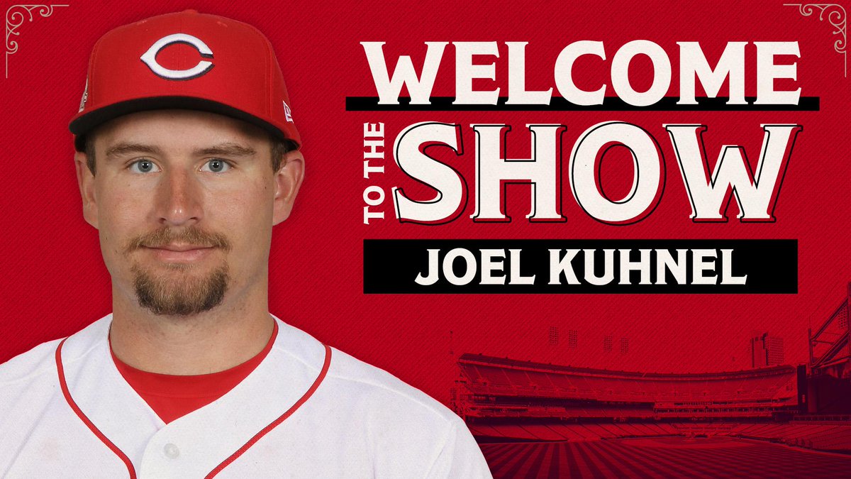 Reds's tweet photo. Welcome to The Show, @JoelKuhnel!

An 11th round pick by the #Reds in 2016, Kuhnel (KOON-uhl) posted a 2.18 ERA, 1.02 WHIP and .201 opponent average over 41 games (53.2 IP) between Chattanooga and Louisville this season.

Kuhnel will wear No. 66. https://t.co/s8dkcbsTft