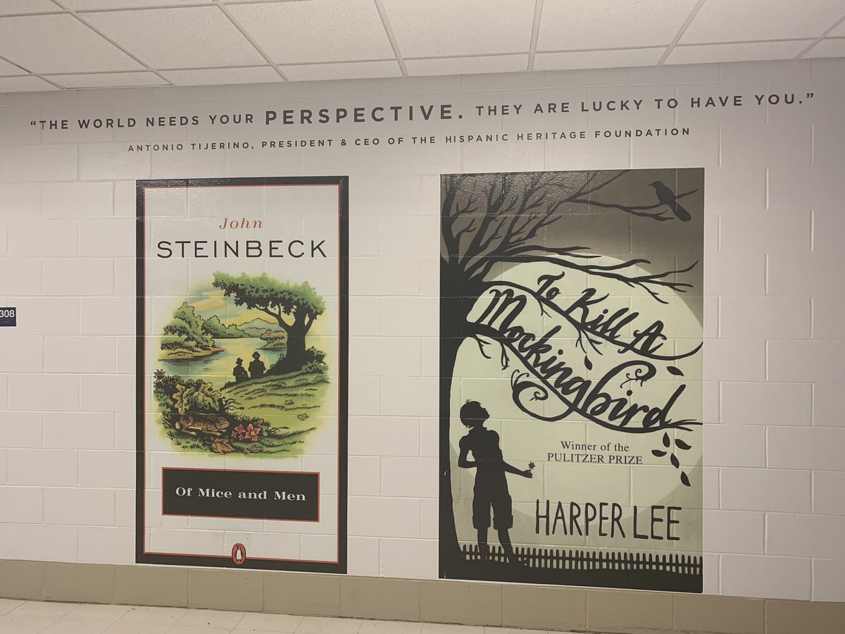 We are so excited to share a love of literature and our passion for reading with our students! These giant book covers went up today here at GBS. We hope they spark conversation and interest! <a href="/GBSraiders/">Glenbard South</a> <a href="/GlenbardDist87/">GlenbardDist87</a>