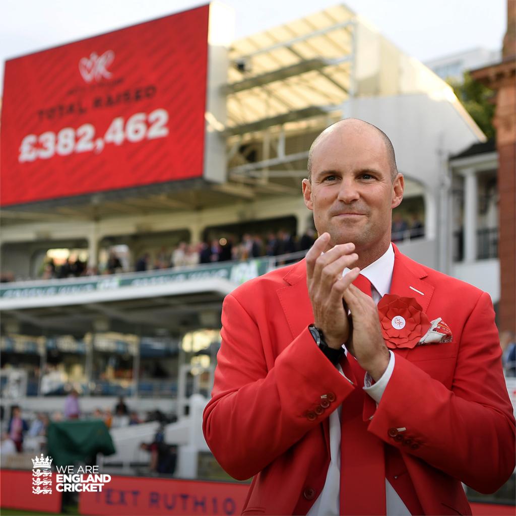 An incredibly proud man. What a day @RuthStraussFdn 👏 Scorecard/Clips: ms.spr.ly/6018T3dpQ #RedForRuth #Ashes