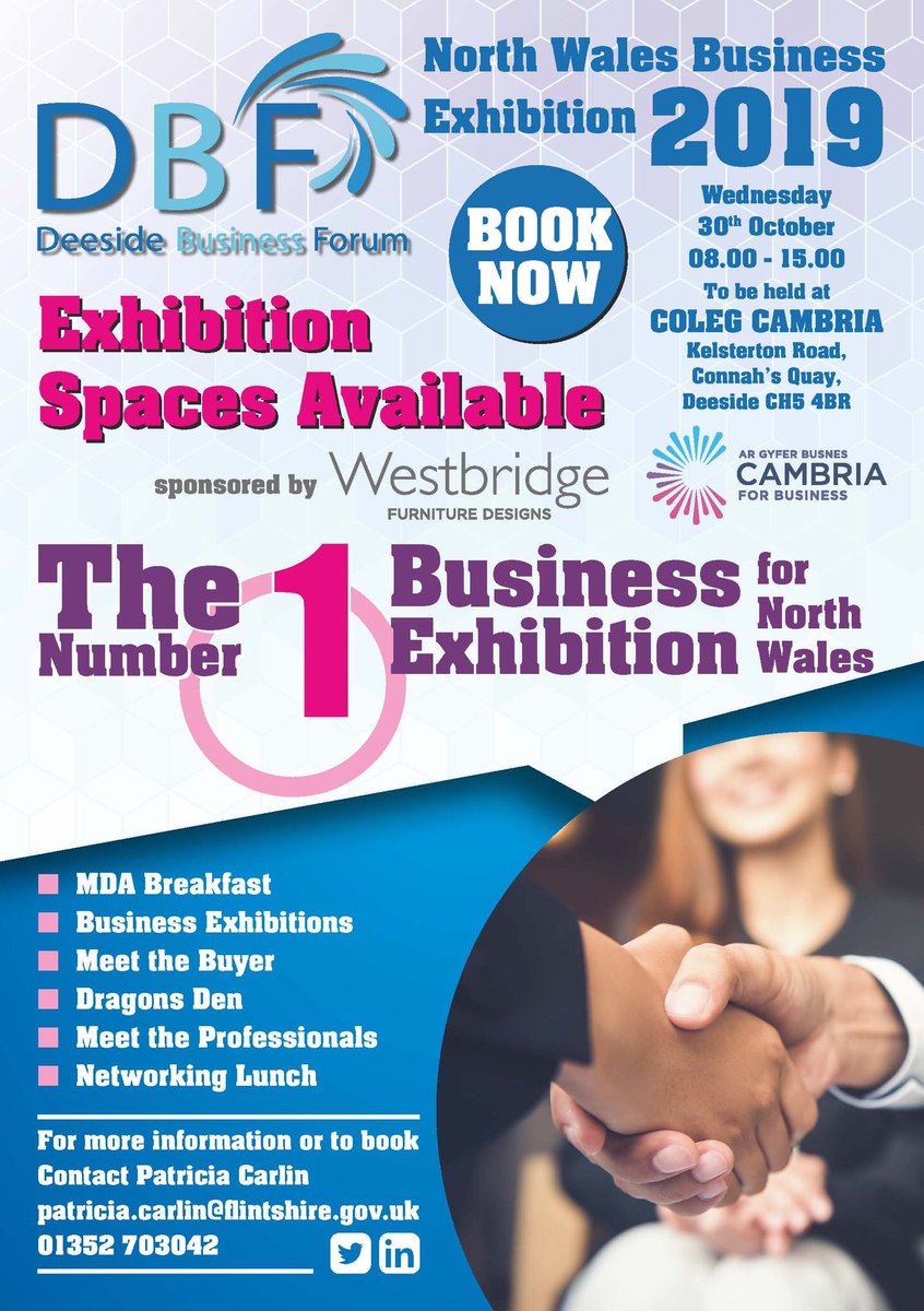 NWalesSocial's tweet photo. #nwaleshour 
Check out this years #NWBE2019 at #Deeside - terrific possibilities for both exhibitors and day visitors! Contact @pigycarlin &amp; @DeesideBizForum to book your place; https://t.co/KEkuTd8Ovs https://t.co/6BaR0MmYec