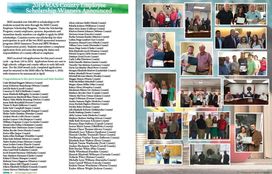 Mississippi Association of Supervisors (@mas_countygov) on Twitter photo The MAS County Employee Scholarship Program awarded 85 $500 scholarships to students for the 2018/2019 school year! #MASCountyGov #CountySupervisors The MAS County Employee Scholarship Program awarded 85 $500 scholarships to students for the 2018/2019 school year! #MASCountyGov #CountySupervisors