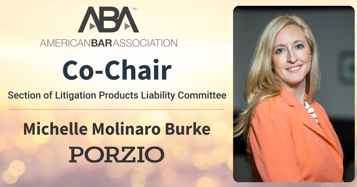 Congratulations to <a href="/MichMolBurkeEsq/">Michelle Burke</a>  on her appointment as Co-Chair of the ABA Section of Litigation Products Liability Committee. <a href="/ABAesq/">American Bar Association</a> <a href="/abalitigation/">ABA Litigation Section</a> Committee is made up of leading lawyers who practice in the products liability and toxic torts arena. <a href="/ABAProductsLaw/">ABA Prod. Liability</a>