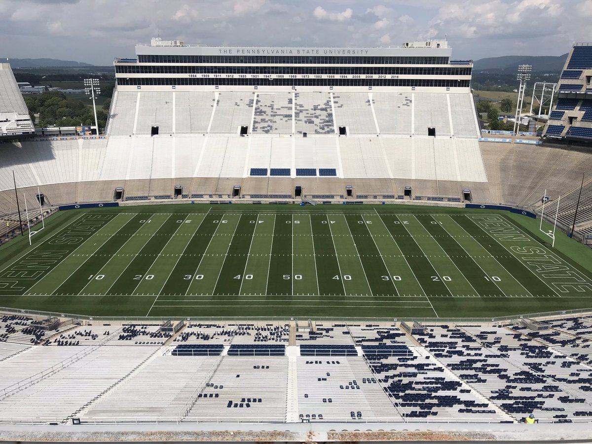 . <a href="/coachjfranklin/">James Franklin</a> , <a href="/PennStateFball/">Penn State Football</a>  painted on the end zones today! #canyafeelit