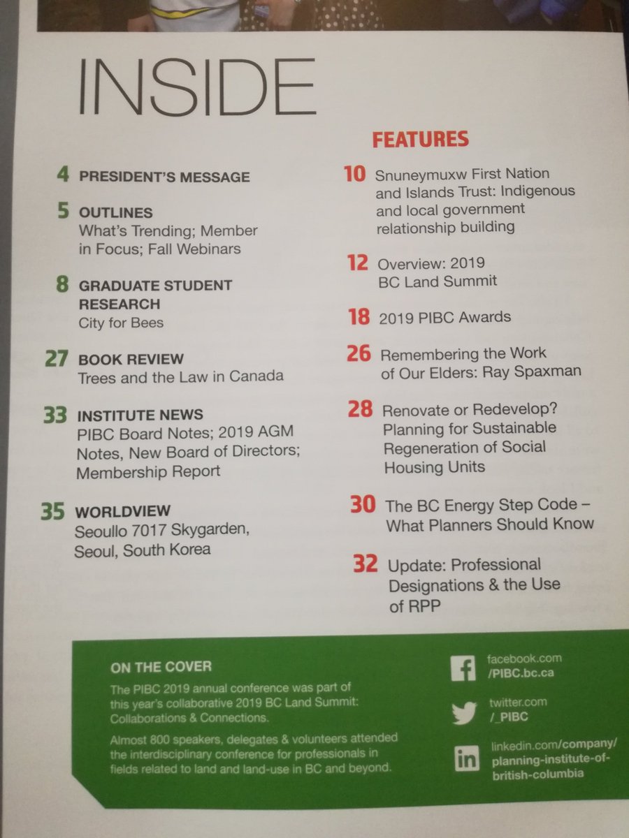 _PIBC's tweet photo. Check out the latest issue of #PlanningWest; message from our new president @lcabott , recap of @BCLandSummit & #PIBC2019 Awards winners and more! https://t.co/nMN4CEPiej