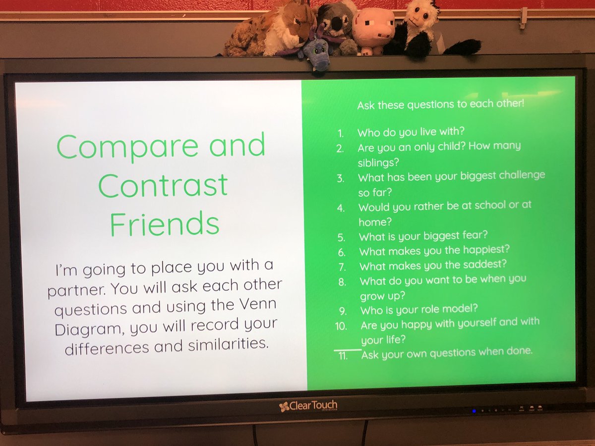 kelsiehughes23's tweet photo. Comparing and Contrasting [New] friends this morning! #askandtell #strategicallyplaced @TCBOE_LES https://t.co/tig3REBuo8