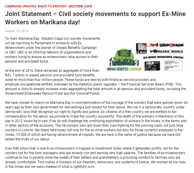 Right2know On Twitter Joint Statement To Mark Marikanaday