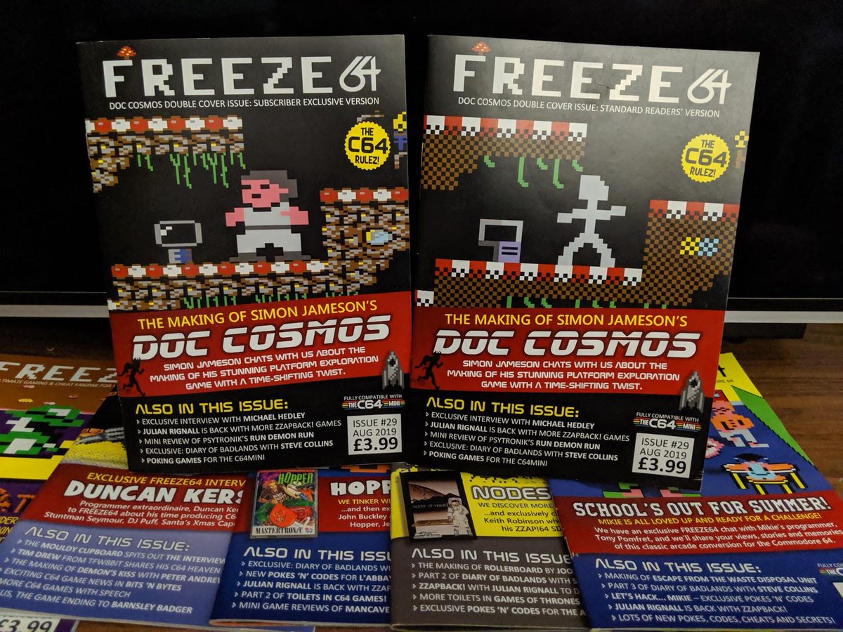 EvoluteGames's tweet photo. I could not be prouder of this! Doc Cosmos made a front cover, and @FREEZE64UK at that!! Thanks Vinny, its a real honour. Looking forward to reading this later today. #c64 #doccosmos https://t.co/XtiWLlVXgR