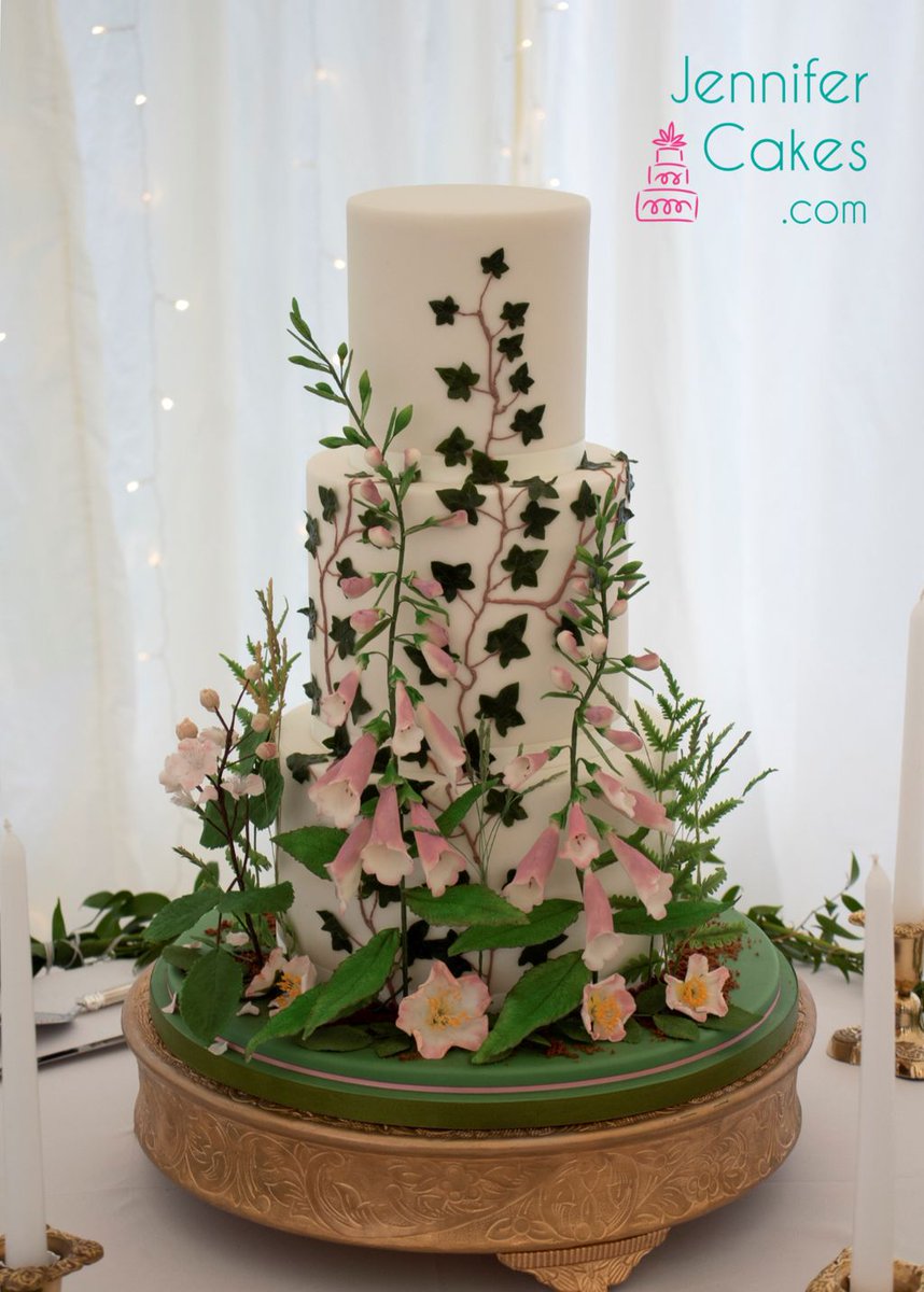It’s been a summer of sugar flowers so far! Here’s one of my recent faves - a wedding cake of double height tiers, smothered in hand made wild flowers including foxgloves, ivy, ferns, flowering brambles, grasses and wild roses 🌿🌾🌸
Please like &amp; share 👍