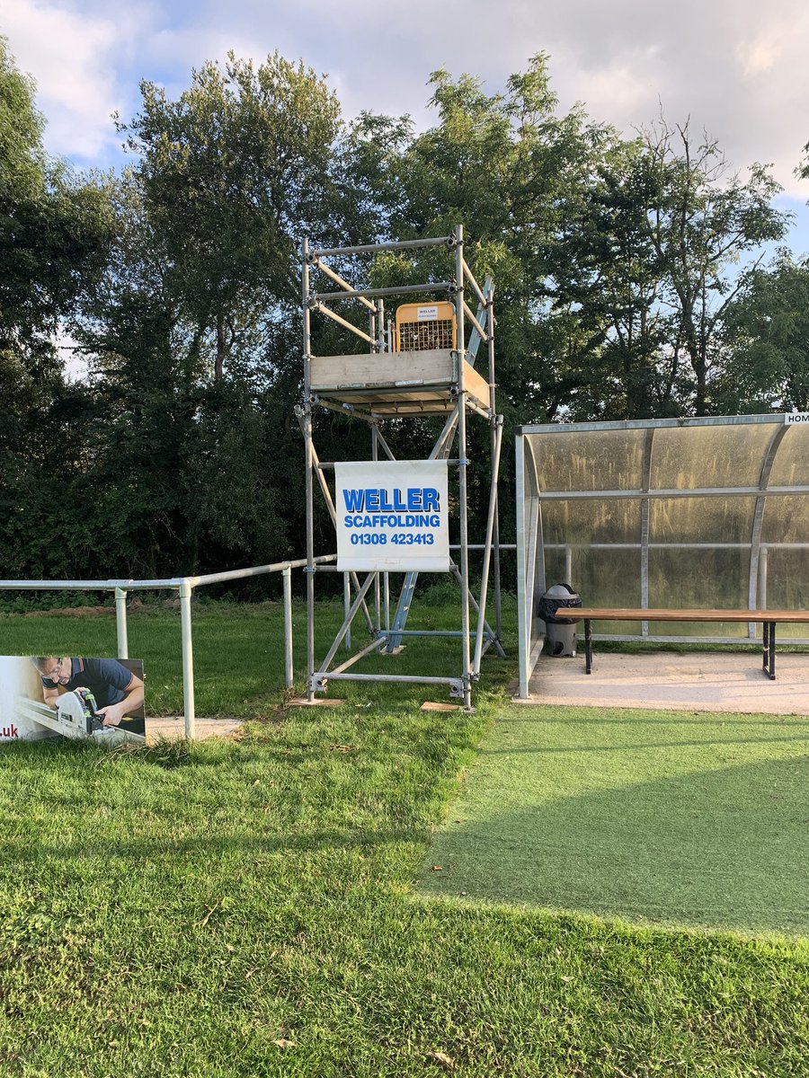 Axminstertownfc's tweet photo. Massive thanks to Russ from Wellers Scaffolding for installing our Match filming tower, cracking bit of sponsorship that will be used to video every home game. https://t.co/Nnykbyq8bL 🐅🐅@russweller @devon_show @eastdevonsport @swsportsnews @swpleague https://t.co/kQAMGxOqzp