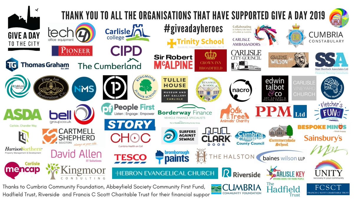 GADCarlisle's tweet photo. A MASSIVE thank you to all the organisations and businesses that helped #giveadaycarlisle make a huge impact in our amazing city! #giveadayheroes 👏👏👏👏👏 https://t.co/CUN04033mq