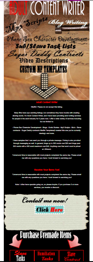 adultblogwriter's tweet photo. Need a custom #niteflirt template?  
🔥 HOT Sale ends 8/17
Custom #niteflirt templates are $125
📩 writer@adultcontentwriter.com to order https://t.co/0UqutQOpDQ