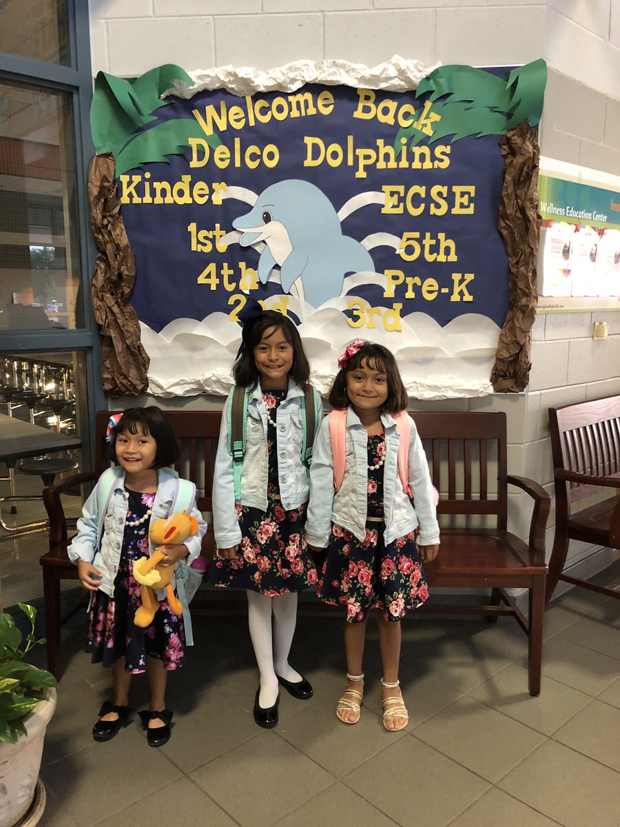 DelcoElementary's tweet photo. #pfirstday of school. We are glad to have our dolphins back. #pfamily @pfisd #noexcuses #wearethepod #WhateverItTakes #gobigblue https://t.co/0YK0dilhXK