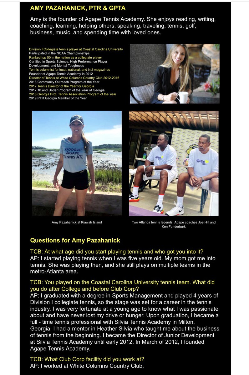 AmyPazahanick's tweet photo. A big thank you to Tennis Club Business for choosing Agape Tennis Academy as the August Organization of the month. 

Click the link below to read the full article!  
https://t.co/XgpuZAWMSW https://t.co/ZJec8zmb3t