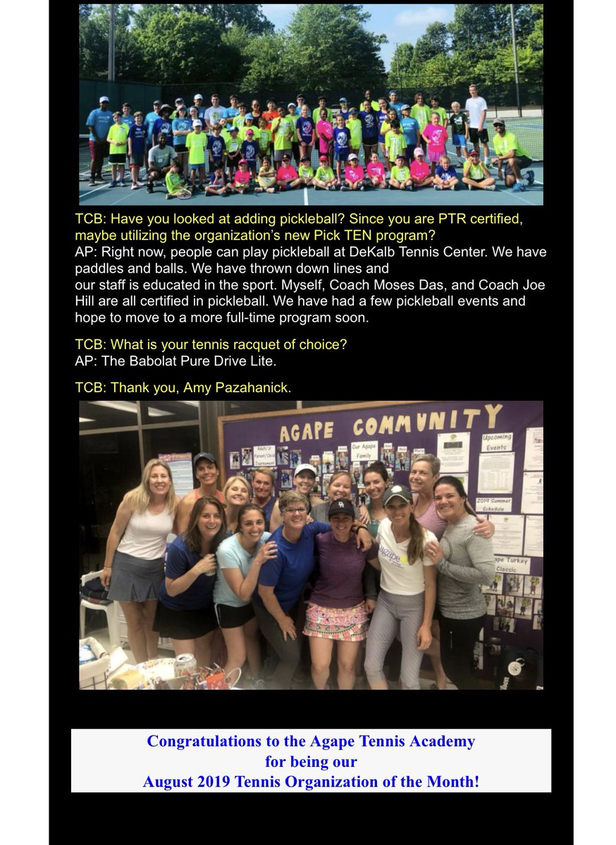 A big thank you to Tennis Club Business for choosing Agape Tennis Academy as the August Organization of the month. 

Click the link below to read the full article!  
tennismediagroup.com/TCB2019/TCB082…