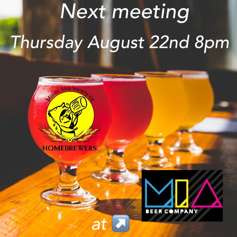MASH_FL's tweet image. Next meeting! Be there!!!
#miamihomebrewers #mashbrewclub 
#miamihomebrew #homebrew #craftbeer #brew #beer #supportlocalcraftbeer #floridabeer 
#beerpics #miami #doral