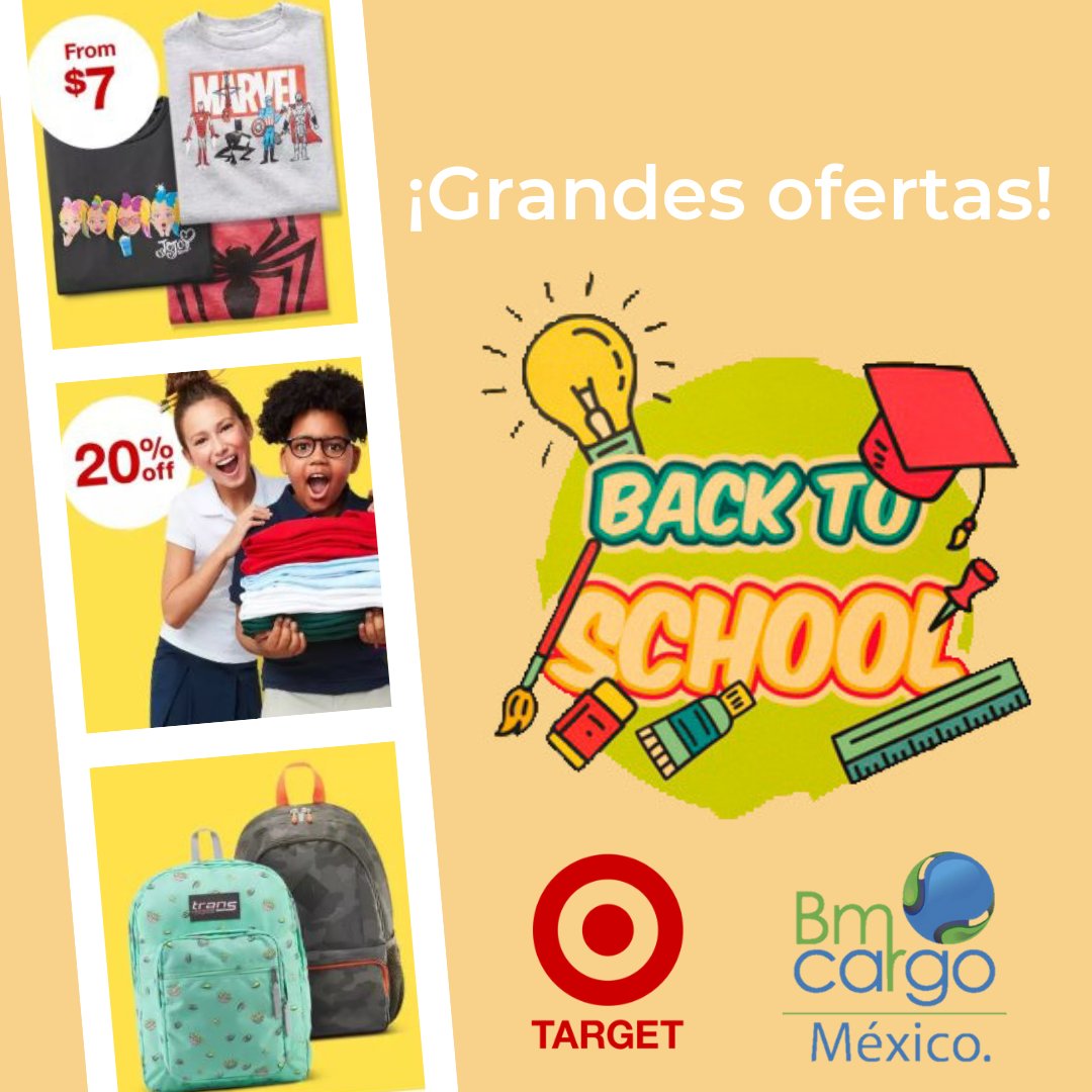 BMCargoMex's tweet photo. Este #RegresoAClases con #BMCargoMX Sácate un 10!  Con las ofertas en útiles escolares, #ropa y #accesorios en tus tiendas favoritas, #compra lo que más te guste y tráelo a #Mexico

#BackToSchool2019 https://t.co/tIWcYL2Uf2