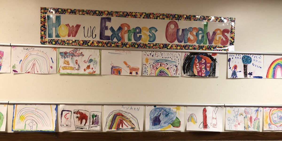 creativity_hive's tweet photo. Art on the walls @SpicewoodPYP by the end of the first day = one ๐ ๐จ teacher! Amazing day reading reading and taking #swesACTION by making artwork inspired by @peterhreynolds #SaySomething and learning #HowWeExpressOurselves w/ Kinder! @rrisdart @SWE_PTA #proudtobeIB @PYPOates https://t.co/CTfFZqb2M1