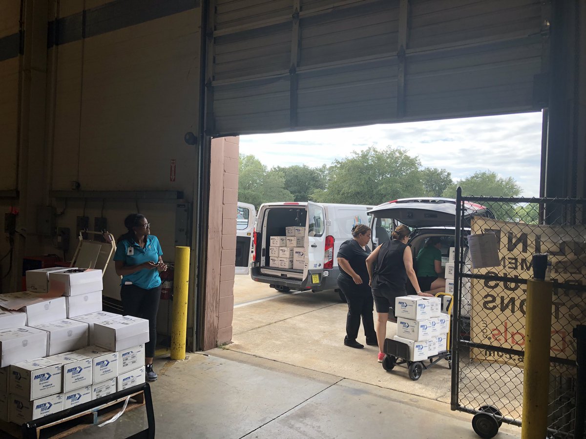 shawnwigg's tweet photo. Special thanks to the @DcpsMath specialists for helping us get our new middle school intervention materials from the truck delivery at 7:35am to every school by 4:40pm. Love the all hands on deck and service attitude of this team. #TeamDuval #iteachmath https://t.co/ewnJxkFAd0