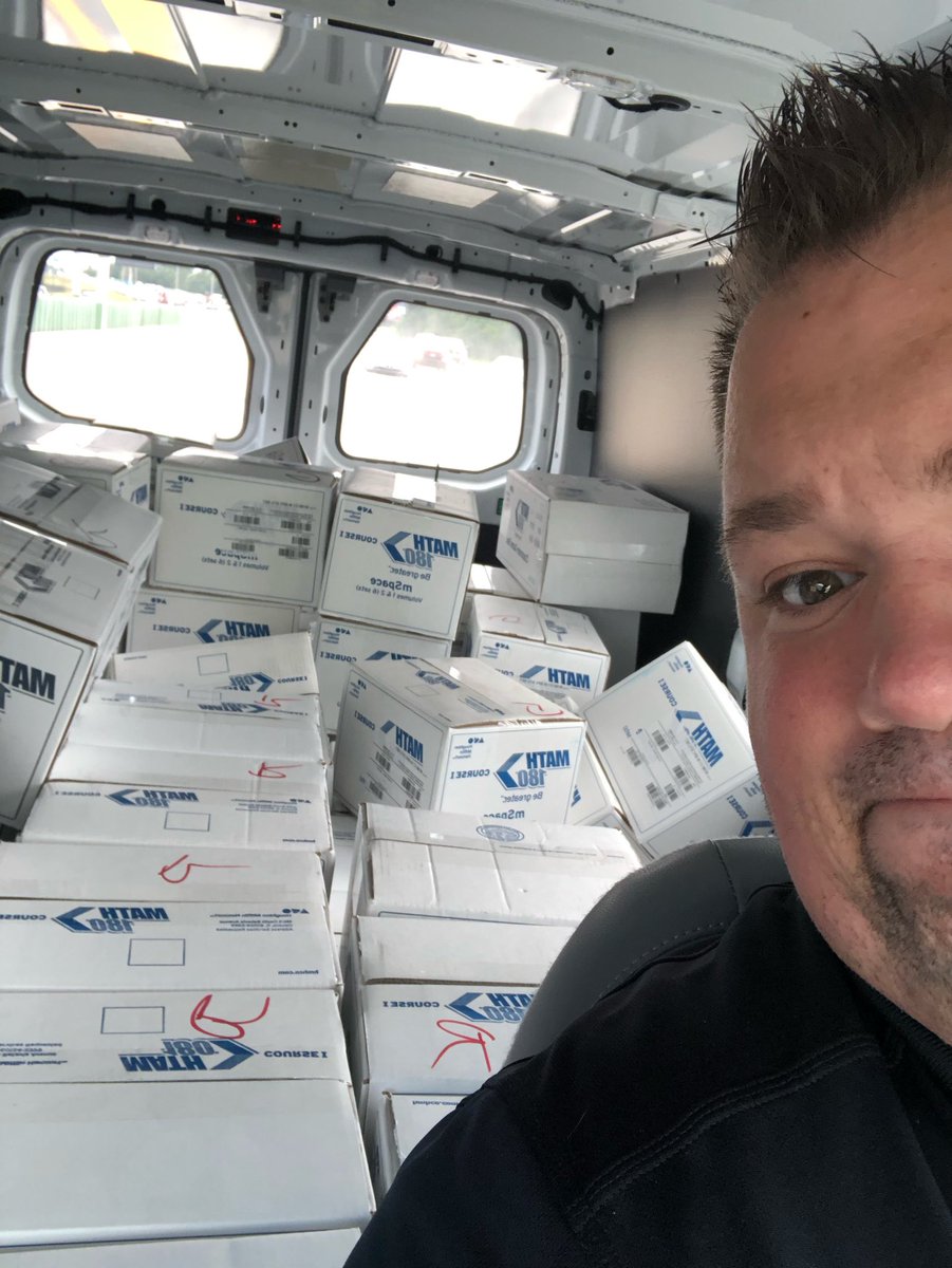 shawnwigg's tweet photo. Special thanks to the @DcpsMath specialists for helping us get our new middle school intervention materials from the truck delivery at 7:35am to every school by 4:40pm. Love the all hands on deck and service attitude of this team. #TeamDuval #iteachmath https://t.co/ewnJxkFAd0