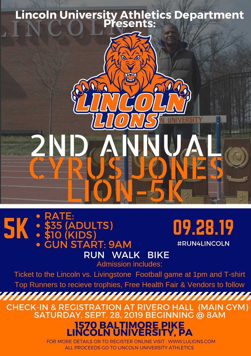 LUL1onsAthletic's tweet photo. Second Annual Cyrus Jones 5K Lion Run Set for September 28. Registration is now open at https://t.co/Q1yVsjFGIl
#RUN4LINCOLN https://t.co/PMZepmhO7Z