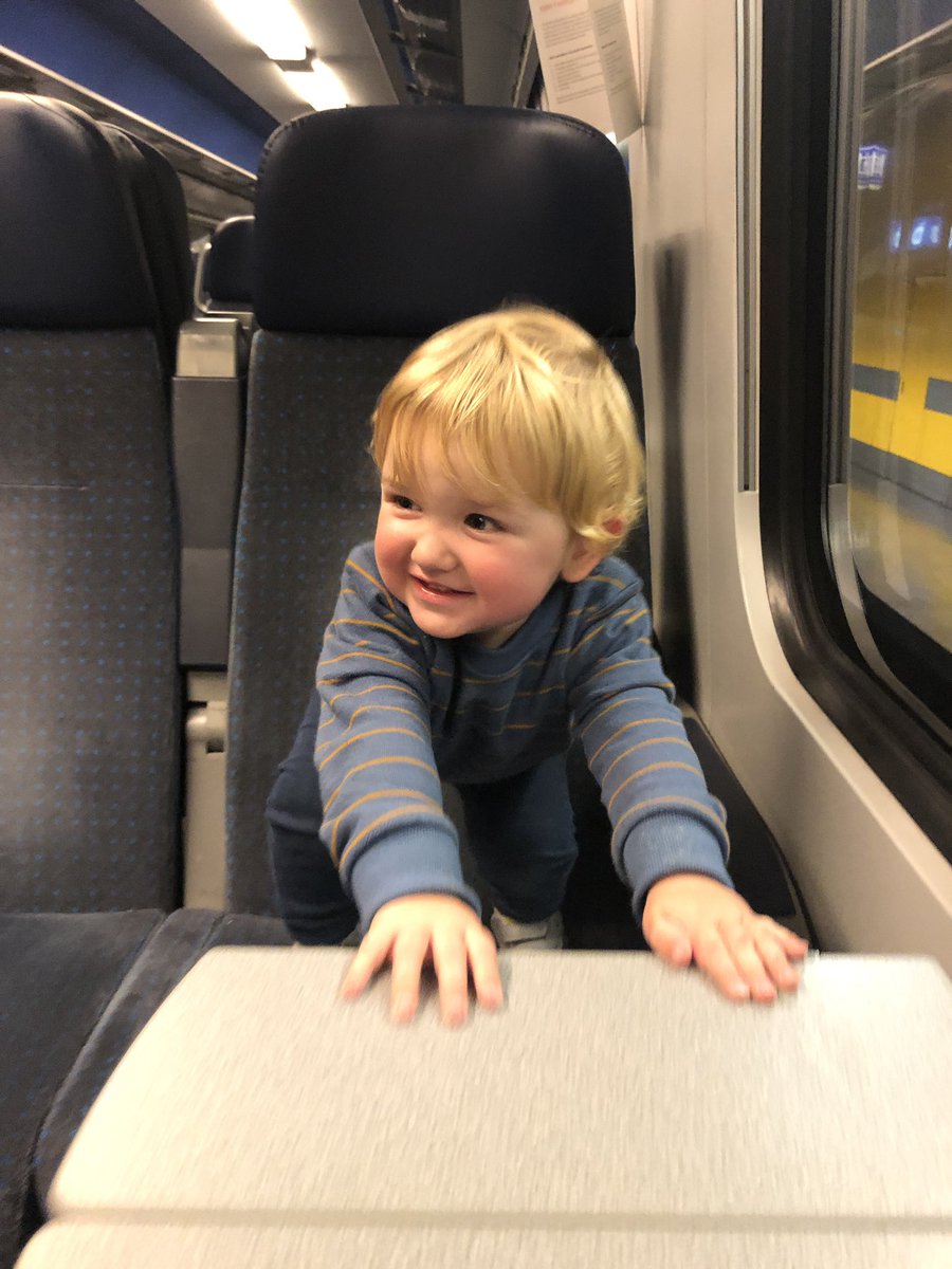 PhysicsJo's tweet photo. And this cheeky chap loved the train 😍🚆 #CERN2019 https://t.co/G5gwg6HVTk