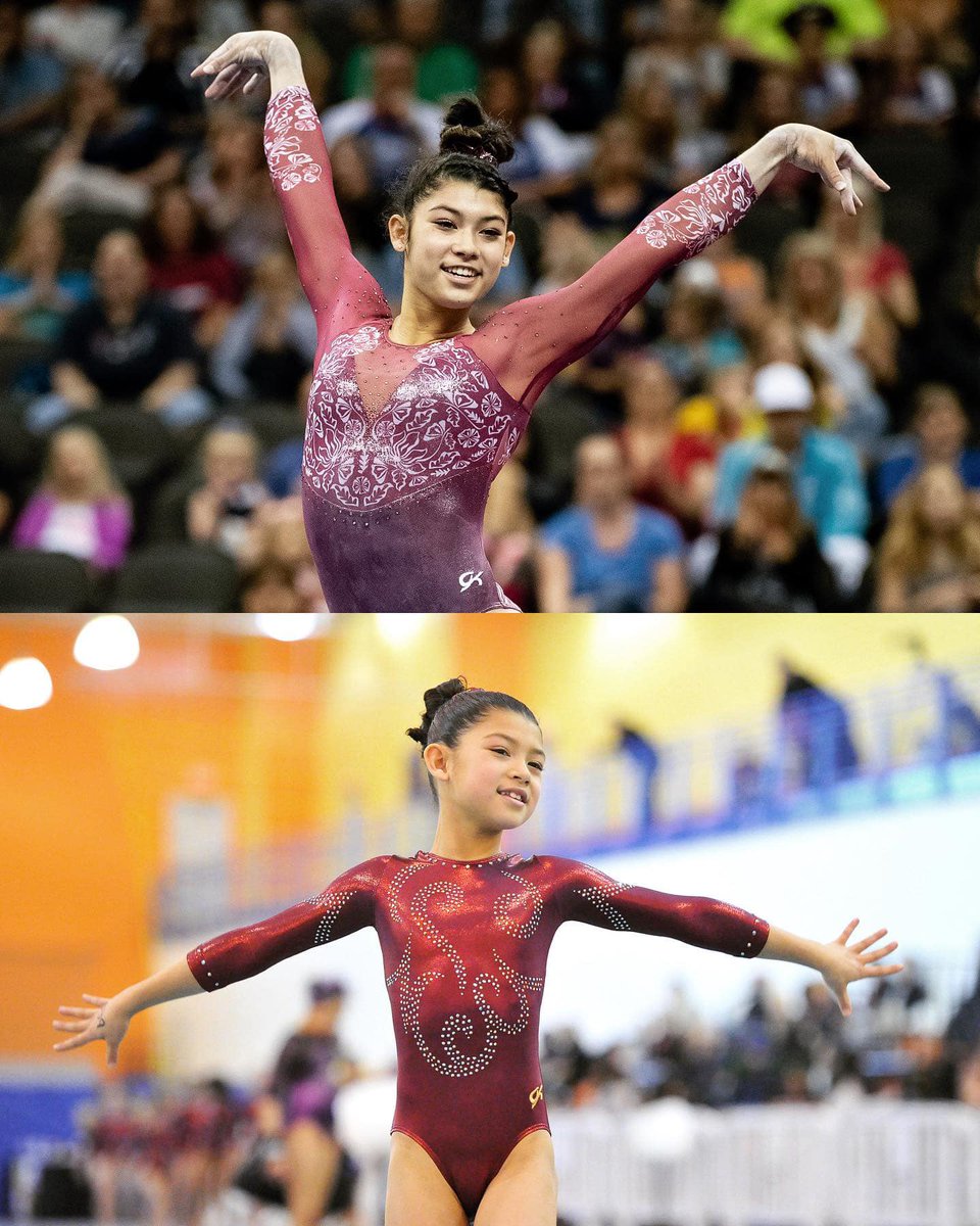 USAGym's tweet photo. #TBT. Our photographer John Cheng (https://t.co/kAT6CPDQJL) searched through the archives to find these then and now pics of Kayla DeCello, Morgan Hurd, Sydney Morris and Anya Pilgrim who just competed at the #USGymChamps. https://t.co/B9mJgFNRxM