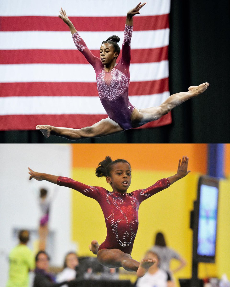 USAGym's tweet photo. #TBT. Our photographer John Cheng (https://t.co/kAT6CPDQJL) searched through the archives to find these then and now pics of Kayla DeCello, Morgan Hurd, Sydney Morris and Anya Pilgrim who just competed at the #USGymChamps. https://t.co/B9mJgFNRxM