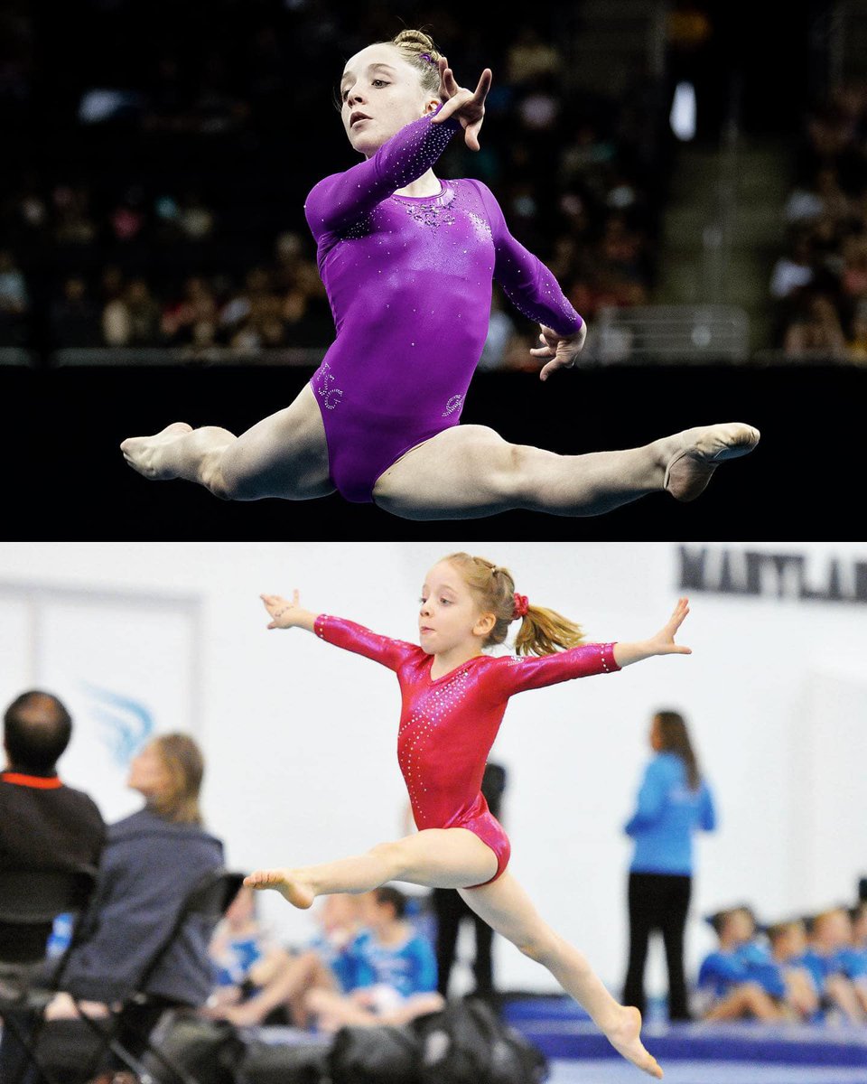 USAGym's tweet photo. #TBT. Our photographer John Cheng (https://t.co/kAT6CPDQJL) searched through the archives to find these then and now pics of Kayla DeCello, Morgan Hurd, Sydney Morris and Anya Pilgrim who just competed at the #USGymChamps. https://t.co/B9mJgFNRxM