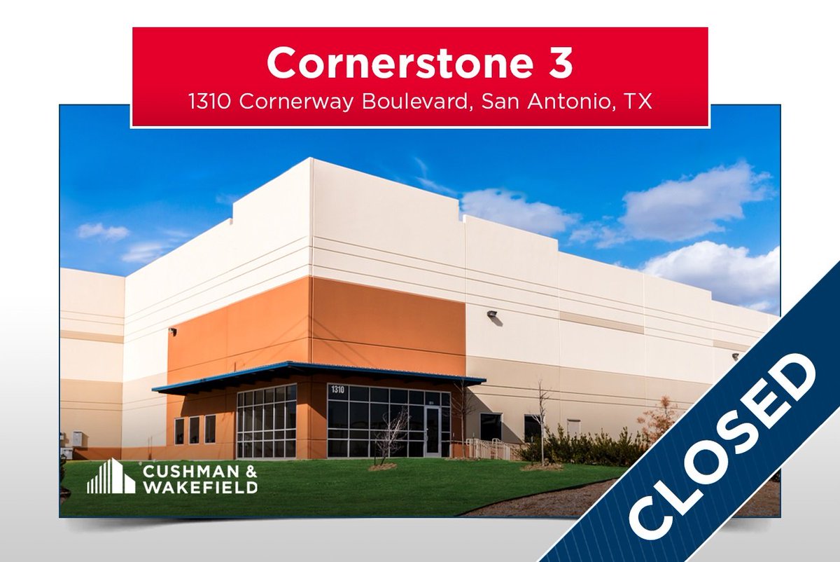 Many thanks to another one of our great clients for trusting us with the disposition of Cornerstone 3, a 108,000 sqft industrial asset in San Antonio. The market remains incredibly deep for industrial product!