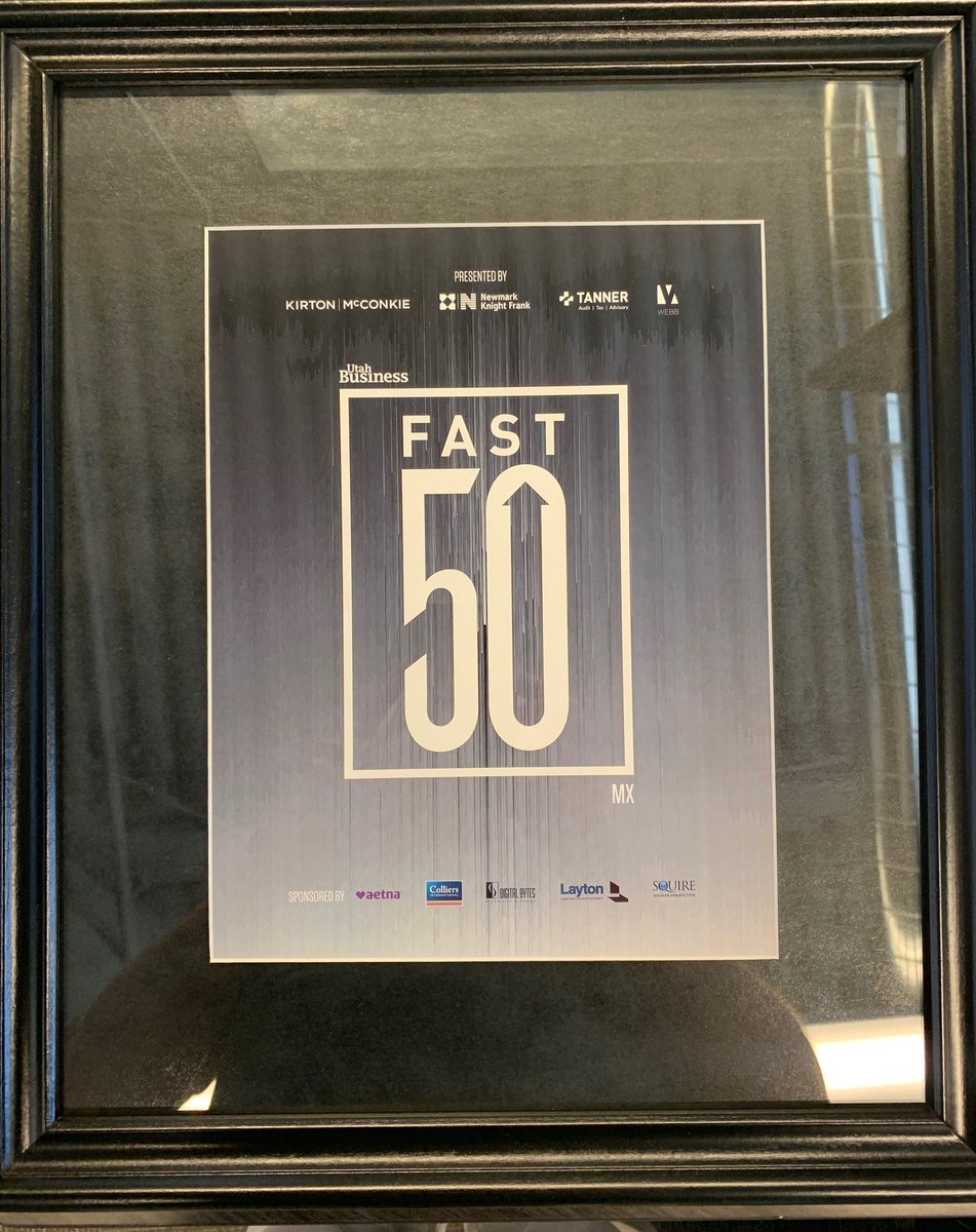 LifeatMX's tweet photo. We've done it again - MX landed on the Utah Business Fast 50 as one of the fastest-growing companies in the state of Utah in 2019. @UtahBusiness #UBfast50 https://t.co/6nTHcO95vK
