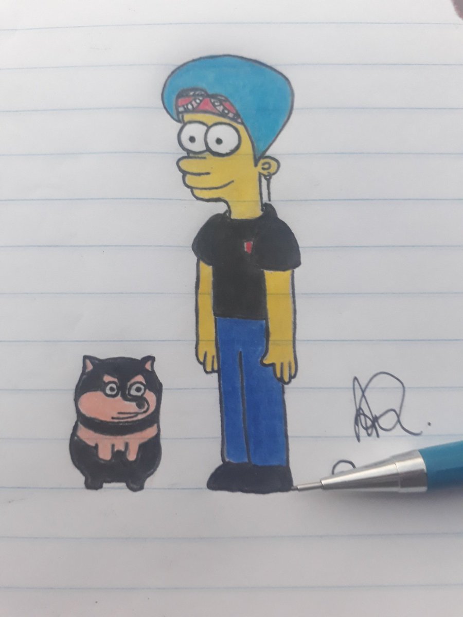jksdestiny's tweet photo. o q o taehyung não pede chorando q eu não faça sorrindo??? tá aí meu desenho do tae estilo Simpsons skksksksj o tannie ficou muito engraçado meu pai https://t.co/yVWaZ34jpi