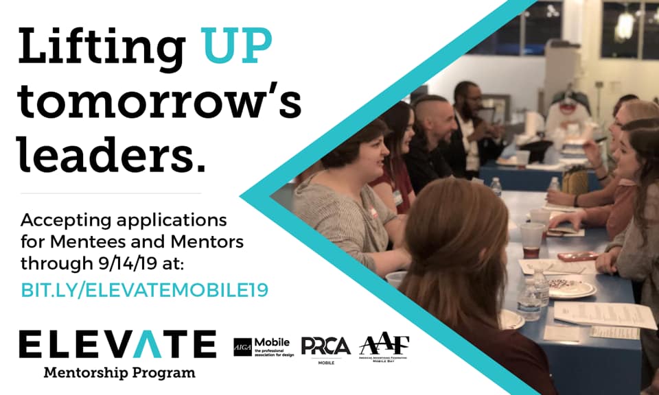 Hey, you! Yes, you! The ELEVATE Mentorship Program is looking for both mentors and mentees in the fields of design, advertising and public relations. Application deadline has been extended to September 14. bit.ly/ELEVATEMOBILE19 #mentoring