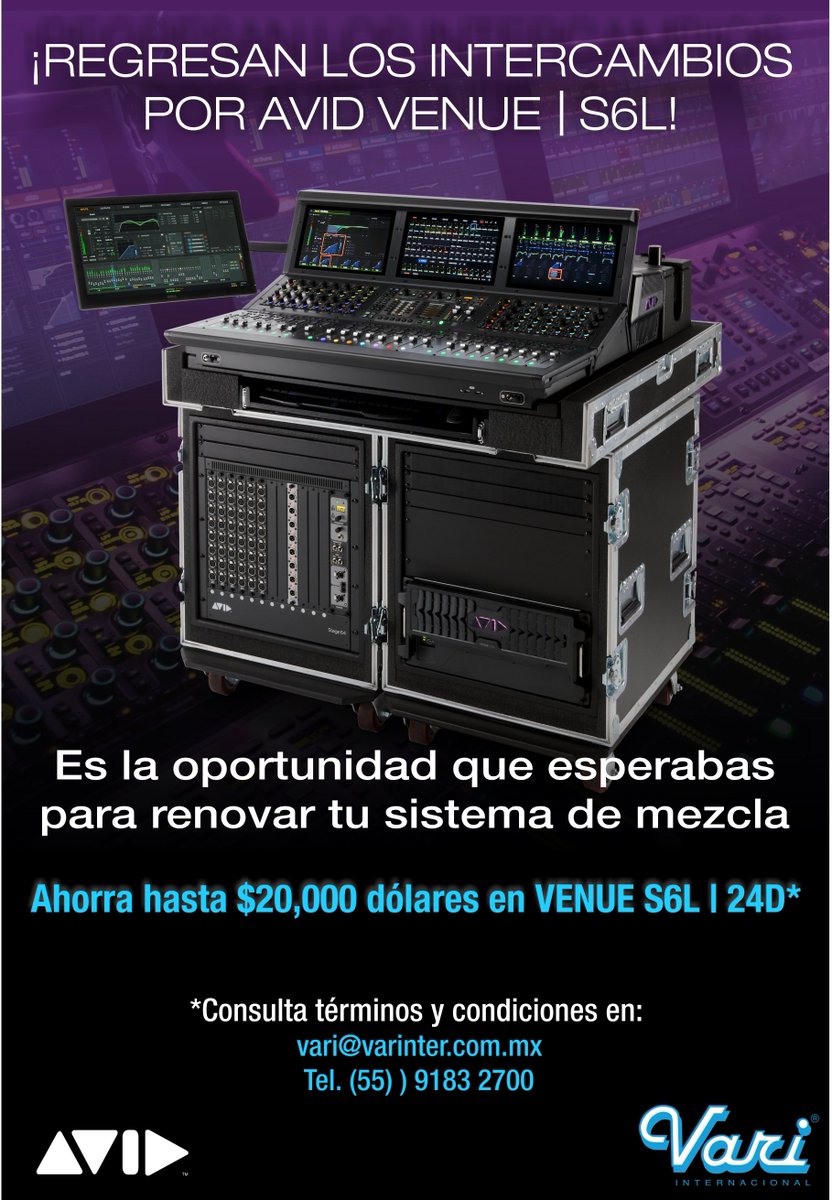 ¡Regresan los intercambios por Avid VENUE S6 I L! <a href="/AvidLiveSound/">Avid Live Sound</a> <a href="/Avid/">Avid</a> <a href="/AvidProTools/">Avid Pro Tools</a> <a href="/Avid_ESP/">Avid España</a>