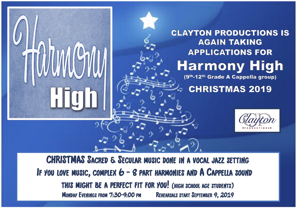 My very FAVORITE type of music!  With that in mind...it's time to put together my 9th-12th grade organization called "Harmony High". If you've been around me much, I am an a cappella fanatic.  Come join us!  Call for more information and to register.  801-304-5951