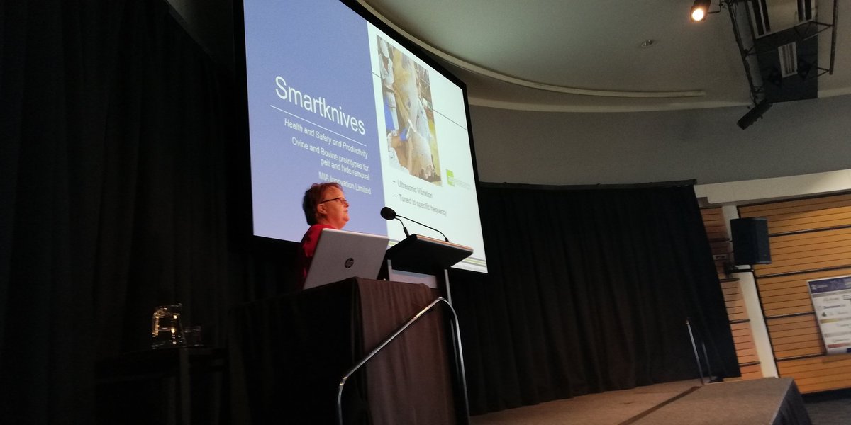 Kaylene taking us through innovation in ultrasonic knife technology. H&amp;S benefits, better separation between hide, skin and carcase. Avoids damaging the pelt! Very interesting!