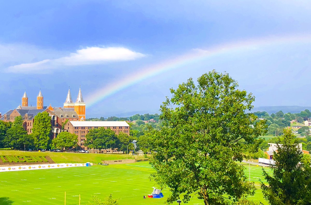 Gorgeous rainbow over the spires of St Vincent College as <a href="/steelers/">Pittsburgh Steelers</a> training camp comes to a close. Feels like Coach Drake is watching over his team this evening. <a href="/KDKA/">KDKA</a> #YourPittsburgh <a href="/MySaintVincent/">Saint Vincent College</a> 🌈